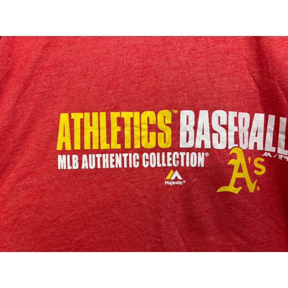 Oakland Athletics Majestic Baseball Shirt Mens Red Graphic Short Sleeve 3XL Tee